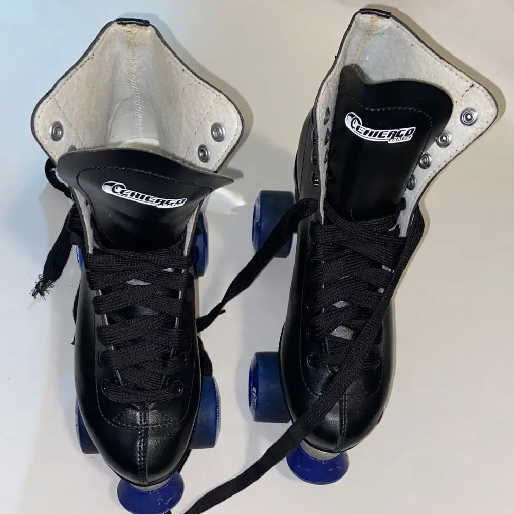 Chicago Black Roller Skates with Blue Wheels